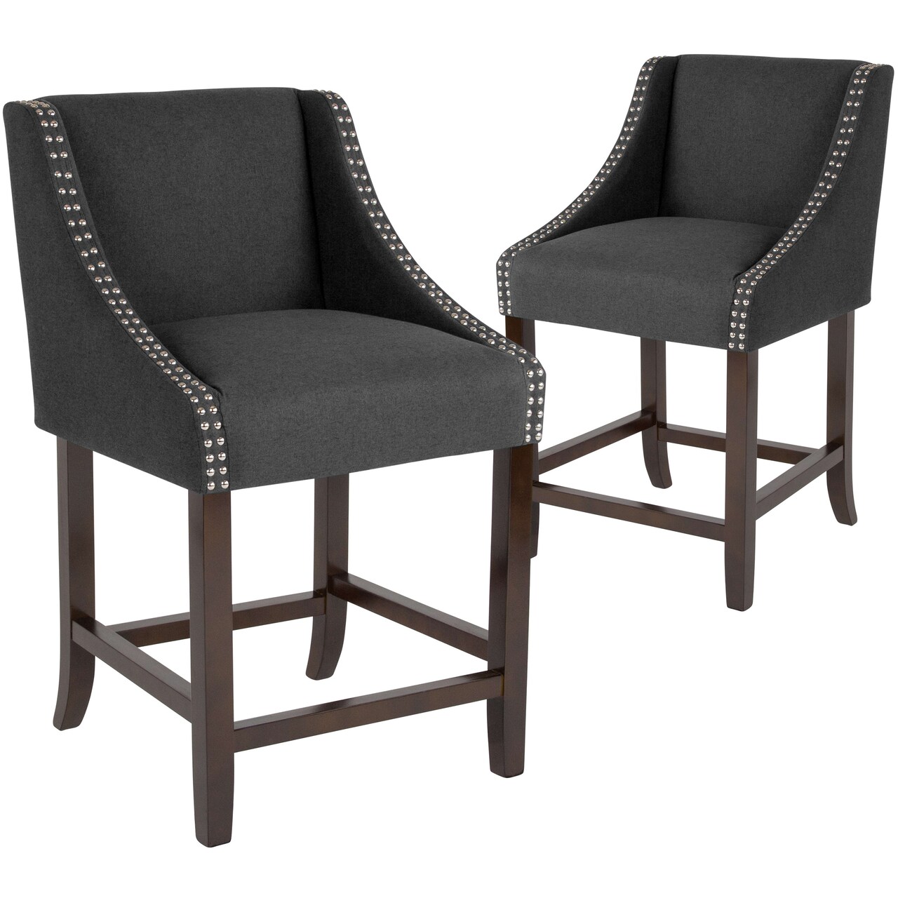 Merrick Lane Taylorsville 24 Inch Counter Height Stool with Nailhead Trim - Set of 2